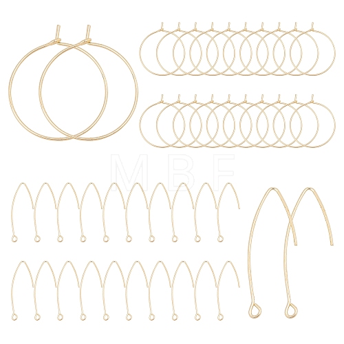 40Pcs 2 Styles Brass Earring Hooks and Hoop Earrings KK-SC0002-43-1