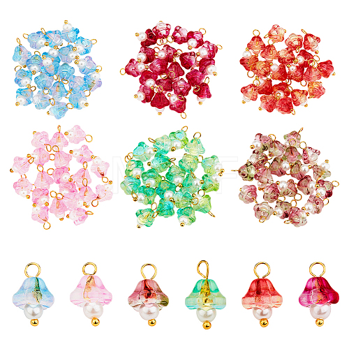 120Pcs 6 Colors Electroplate Glass Charms FIND-CA0005-92-1