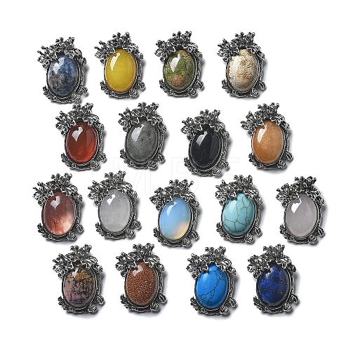 Natural & Synthetic Mixed Gemstone Pendants G-H083-01AS-1