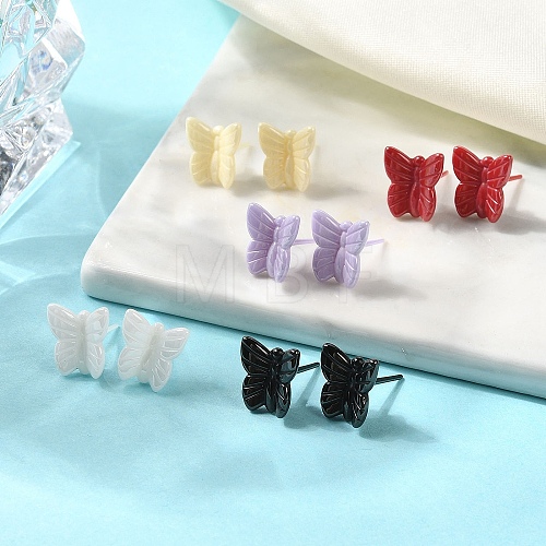 Hypoallergenic Bioceramics Zirconia Ceramic Butterfly Stud Earrings EJEW-C065-01-1