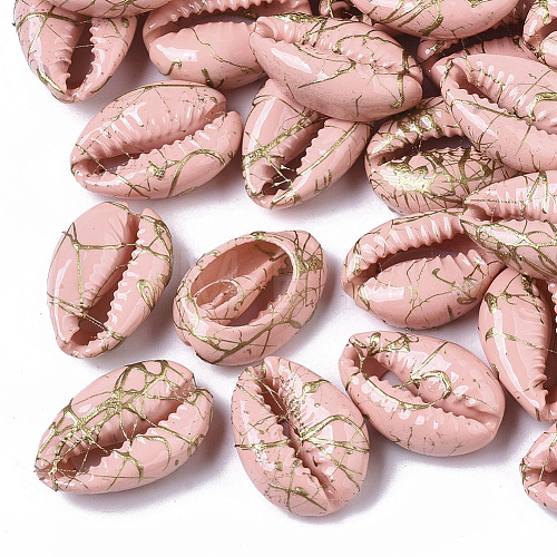 Spray Painted Natural Cowrie Shell Beads SSHEL-R047-03-A09-1