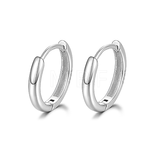 Anti-Tarnish Rhodium Plated 925 Sterling Silver Huggie Hoop Earrings PN7654-6-1