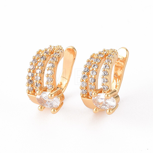 Brass Micro Pave Clear Cubic Zirconia Cuff Earrings EJEW-Q703-003-NF-1