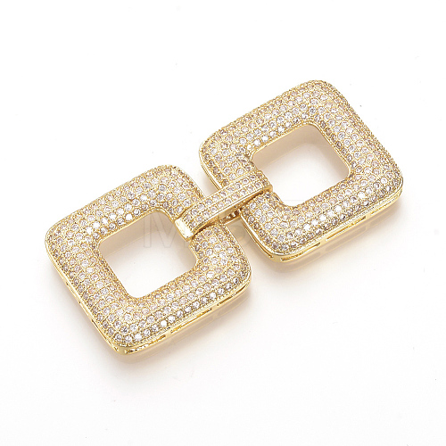 Brass Micro Pave Cubic Zirconia Fold Over Clasps ZIRC-S058-01G-1