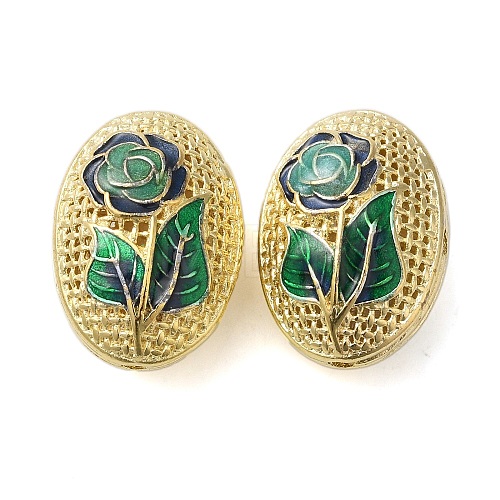 Rack Plating Brass Enamel Beads KK-P276-26C-03G-1