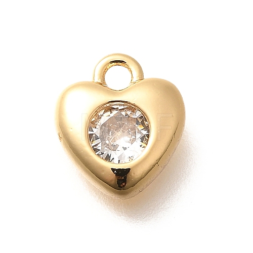 Brass Micro Pave Cubic Zirconia Charms KK-C085-20G-1