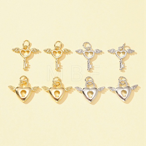 8Pcs 4 Style Rack Plating Brass Pendants KK-FS0001-17-1