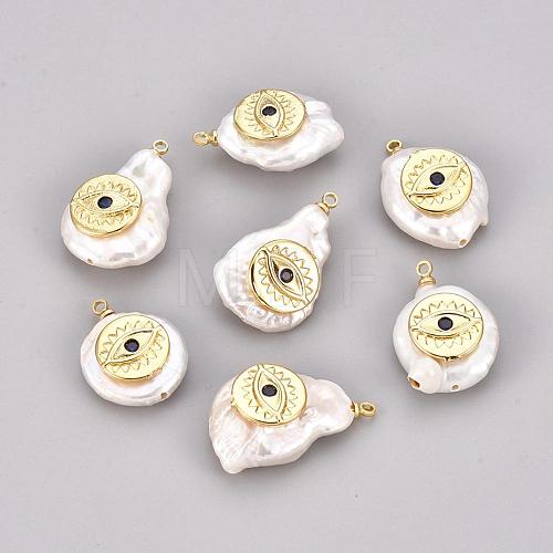 Natural Cultured Freshwater Pearl Pendants PEAR-L025-15G-1