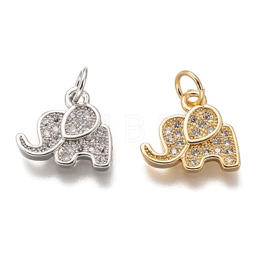 Brass Micro Pave Clear Cubic Zirconia Charms ZIRC-C020-35-1