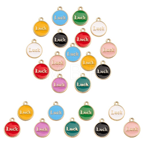 45Pcs 9 Colors Light Gold Alloy Enamel Pendants ENAM-CJ0002-07-1