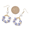 Printed Porcelain Round Dangle Earrings EJEW-JE06838-02-4