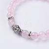 Natural Rose Quartz Beads Stretch Bracelets BJEW-E325-D18-2