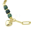Brass Heart Charm Bracelets BJEW-JB13611-4