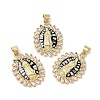 Oval with Virgin Mary Brass Micro Pave Cubic Zirconia Pendants KK-K385-027G-2