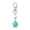 Tortoise Synthetic Turquoise and Natural Howlite & Lava Rock & Flower Amazonite Round Beaded Pendant Decoration HJEW-JM02295-3