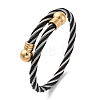 304 Stainless Steel Torque Bangles for Women BJEW-P310-20MC-4