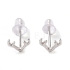 Anti-Tarnish Rhodium Plated Antler Shape 999 Sterling Silver Stud Earrings for Women EJEW-S215-07P-1