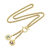 Ion Plating(IP) 304 Stainless Steel Sky Blue Enamel Letter & Eye Pendant Wheat Chain Necklaces STAS-Z102-01G-E-2