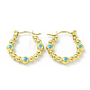 Ion Plating(IP) 304 Stainless Steel Twist Teardrop Hoop Earrings with Enamel for Women EJEW-G293-18A-G-1