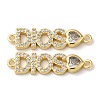 Rack Plating Brass Pave Clear Cubic Zirconia Connector Charms X-KK-K332-39G-1