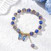 Handmade Gold Sand Lampwork Beaded Charm Bracelets BJEW-JB13010-02-1