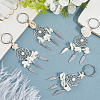 2 Sets Tibetan Style Alloy with Natural Shell & Synthetic Turquoise Keychains KEYC-SP0001-33-7