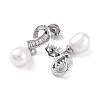 Anti-Tarnish Cubic Zirconia Bowknot with Natural Pearl Dangle Stud Earrings EJEW-F318-15P-2