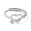 304 Stainless Steel Hollow Heart Adjustable Rings RJEW-D006-15P-2