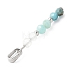 Faceted Round Natural Quartz Crystal & Amazonite & Apatite Beaded Pendants PALLOY-JF03529-03-3