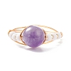 Natural Amethyst Wire Wrapped Finger Ring RJEW-TA00022-02-3