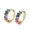 Brass Colorful Cubic Zirconia Huggie Hoop Earrings EJEW-G473-05G-4