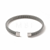 304 Stainless Steel Flat Mesh Chain Shape Open Cuff Bangle for Women BJEW-C033-09P-3