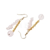 Round & Chip Natural Rose Quartz Dangle Earrings EJEW-JE05867-4