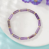 Natural Amethyst Column Beaded Stretch Bracelets with Brass Beads WH3970-3