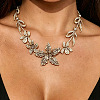 Alloy Crystal Rhinestone Flower Bib Necklaces for Women WGBAD31-01-4
