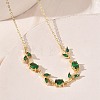 Brass Pave Cubic Zirconia Rose Flower Link Cable Chain Necklaces for Women NJEW-C121-05B-08G-2