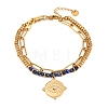 Bohemian 304 Stainless Steel Chain & Natural Lapis Lazuli Beads Double Layers Bracelets BJEW-C150-01E-G-2