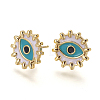 Brass Enamel Stud Earrings EJEW-L224-43G-2