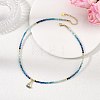 Gradient Color Brass Micro Pave Cubic Zirconia Sailboat Pendant Natural Apatite & Kyanite & Amazonite & Pearl Beaded Necklaces for Women NJEW-JN06242-1