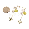 Spring Flower & Bees Alloy Enamel Dangle Stud Earrings EJEW-TA00498-3