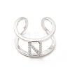 Clear Cubic Zirconia Initial Letter Open Cuff Ring RJEW-A012-01P-N-1