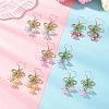 Flower with Bowknot Handmade Glass Seed Beads Dangle Earrings EJEW-MZ00655-1