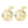 Round Brass Stud Earrings EJEW-D351-01G-2