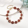 Natural Sesame Jasper & Brass Spacer Beads Beaded Bracelets for Women BJEW-JB14112-04-2
