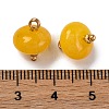 Natural White Jade Dyed Saucer Charms with Rack Plating Golden Tone Brass Bails KK-B103-17B-01-3