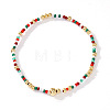 Round Brass & Glass Seed Beaded Stretch Bracelets IE6403-2-1