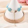 Beachy Natural white Jade Chip Beads & Synthetic Turquoise Charm Bracelets BJEW-JB14140-01-1
