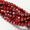 Handmade Evil Eye Lampwork Round Bead Strands LAMP-L055-6mm-10-1