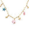 304 Stainless Steel Starfish & Shell & Conch Pendant Necklaces NJEW-N063-01G-2