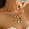 Alloy & Imitation Pearl Sun Butterfly Flower Pendant Bib Necklaces for Women WGA5C74-01-2